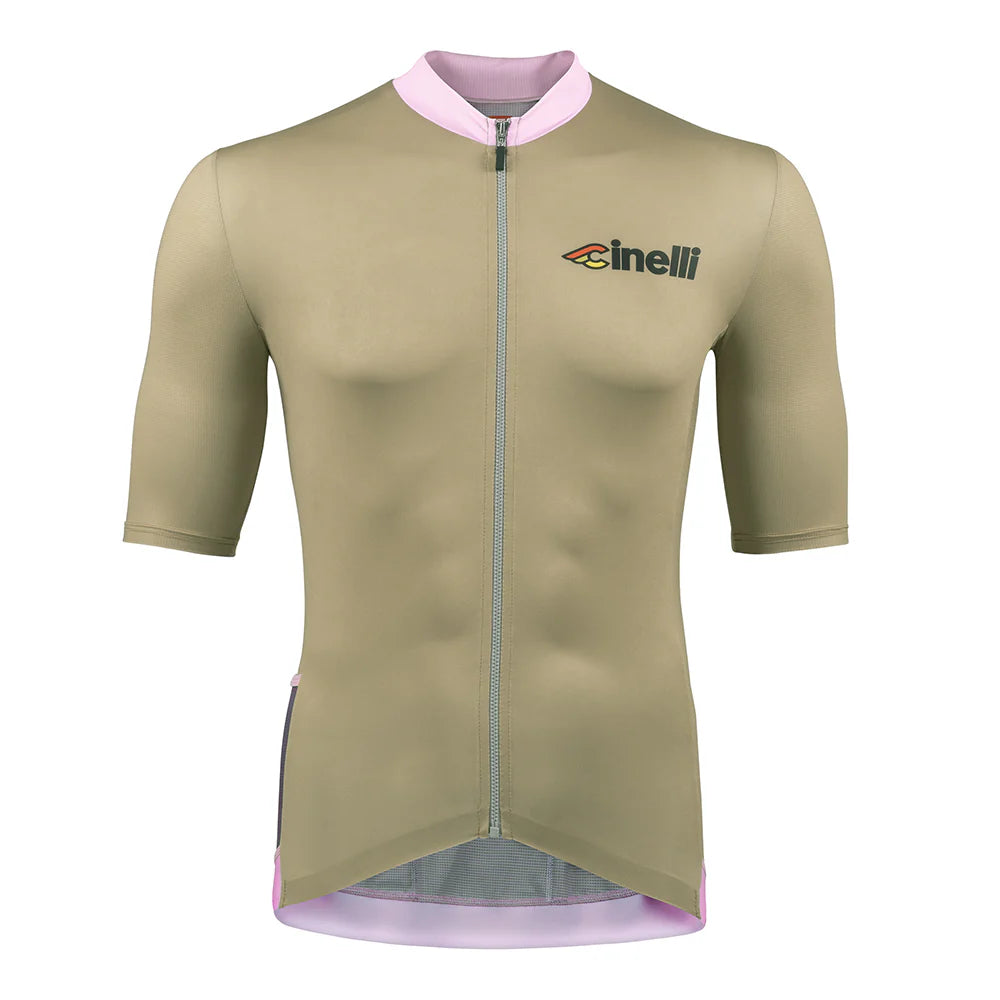 Cinelli Tempo Men's Cycling Jersey (Olive/Pink)
