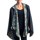 Black & William Morris Strawberry Thief Reversible Rain Cape Poncho – Hooded Womens Wrap
